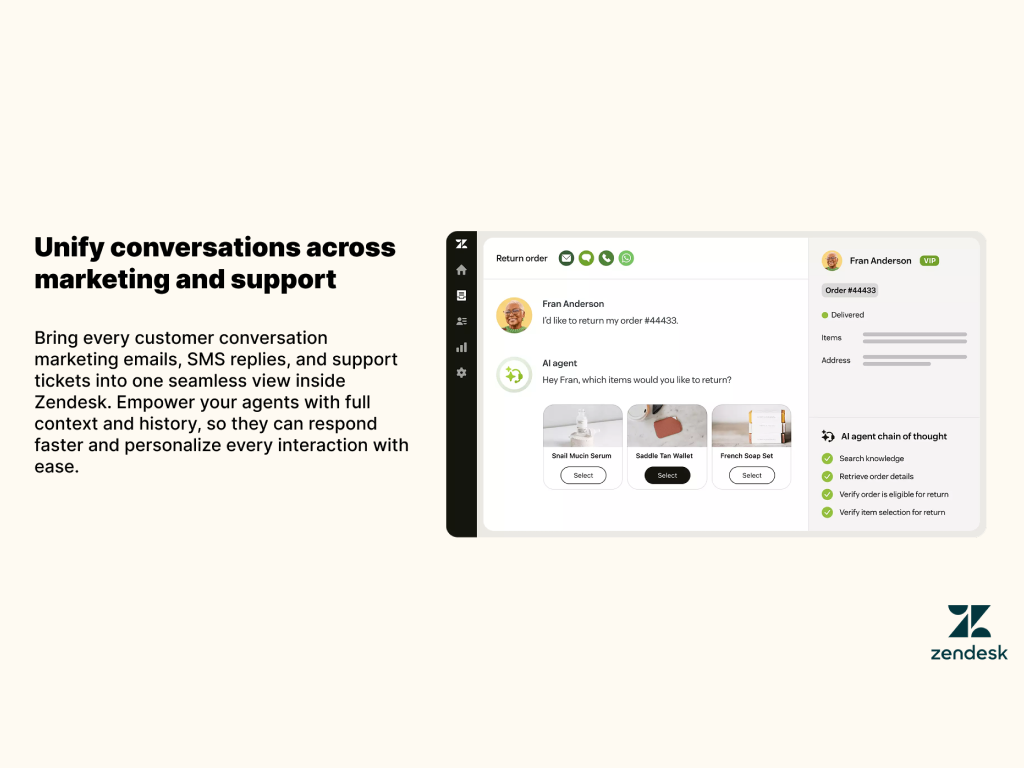 Klaviyo dashboard view — Messaging app on the Zendesk Marketplace